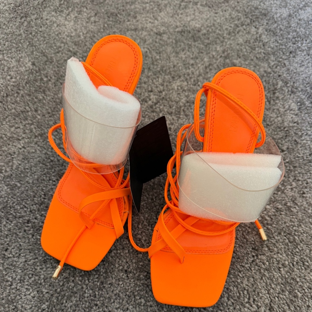Orange strap heels